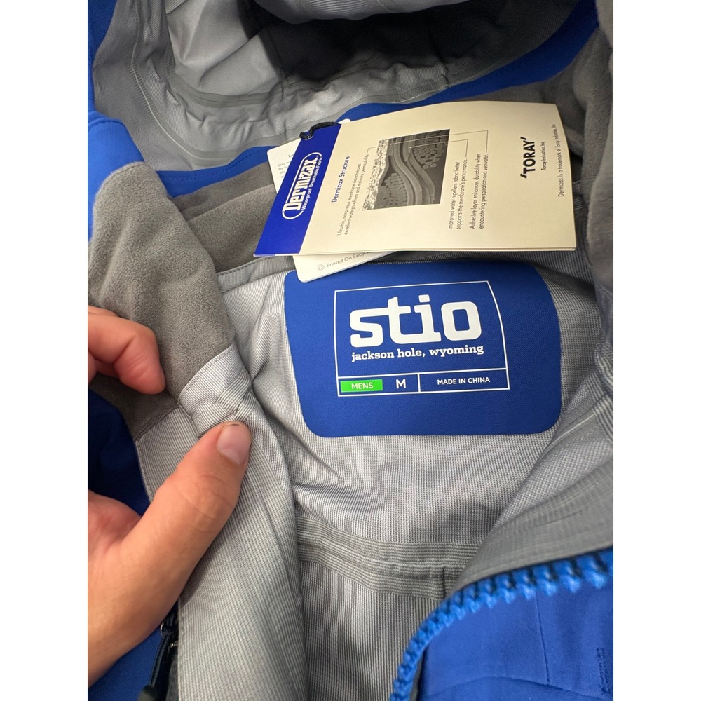 Stio Mens Environ Jacket Intrinsic Blue Hardshell Dermizax Waterproof m NEW - Picture 4 of 6